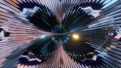 Wall Mural - Abstract background 3D animation shiny futuristic composition geometric elements transforms and rotates in space loop. 