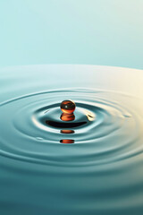 Aufkleber - A minimalist illustration of a single water droplet falling into a pool,  Generative AI technology.