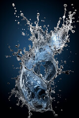 Aufkleber - A digital composition of water splashes frozen in mid-air, conveying the energy and vibrancy of water in motion.  Generative AI technology.