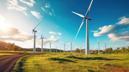 wind turbine in the field, renewable energy