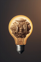 Poster - A delicate paper-cut artwork of a lightbulb as the centerpiece of a thought bubble, showcasing the power of ideas and their ability to shape our thinking and actions. Generative AI technology.