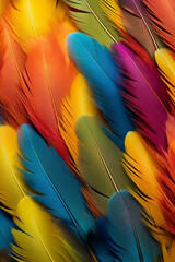 Aufkleber - An artistic composition showcasing a collection of feathers in various shapes, sizes, and colors,  Generative AI technology.