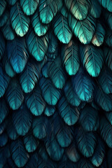 Aufkleber - A symmetrical feather background pattern texture, with feathers mirrored and repeated to create a balanced and harmonious composition. Generative AI technology.