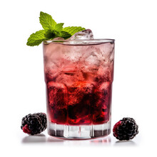 A Refreshing Bramble Cocktail In A Rocks Glass, Isolated On A White Background, Created By Generative AI.

