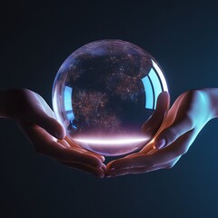Poster - crystal sphere with hands. generative ai