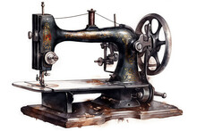 Watercolor Vintage Sewing Machine Generative AI