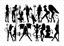 Devil Woman Striptease SVG Cut Files | Devil Woman Striptease Silhouette | Striptease Svg | Girl Svg | Sexy Woman Bundle