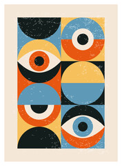 Wall Mural - minimal 20s geometric design poster, vector template with primitive shapes