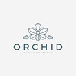 orchid flower logo line art vector illustration template design