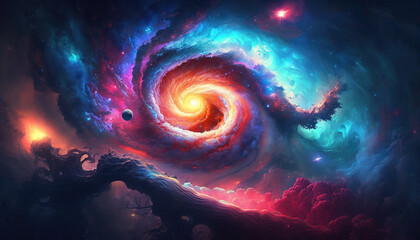 Wall Mural - a black hole in a swirld design in space, generative ai technology