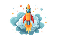 Skyrocket, Rocket To Space Illustration