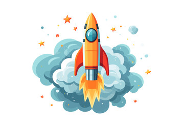 skyrocket, rocket to space illustration