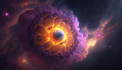 Wall Mural - a flower inspired black hole in space, galaxy artwork, generative ai technology