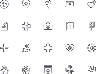 Collection of modern medical cross outline icons. Set of modern illustrations for mobile apps, web sites, flyers, banners etc isolated on white background. Premium quality signs.
