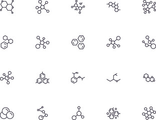 Poster - Collection of modern molecule outline icons. Set of modern illustrations for mobile apps, web sites, flyers, banners etc isolated on white background. Premium quality signs.