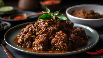 Indonesian traditional beef rendang ,generative ai