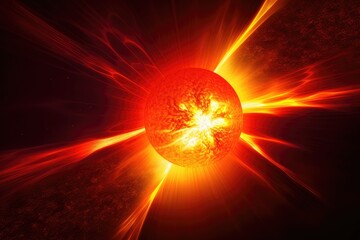 Wall Mural - a solar flare, with its intense heat and energy, unleashing a powerful explosion of light, created w