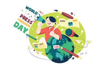 World Freedom Press Day Illustration concept on white background