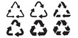 Set of black arrow recycle, means using recycled resources, recycling, arrows, recycle icon – vector
