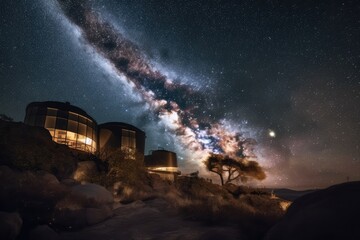 Wall Mural - off-the-beaten-path destination with a view of the night sky, filled with stars and galaxies, create