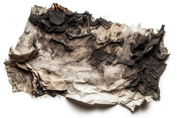Poster - burnt paper isolated on white background. Generated by AI.