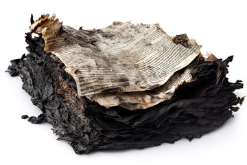 Poster - burnt paper isolated on white background. Generated by AI.