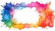 Abstract colorful rainbow color painting illustration - Rectangular rectangle frame made of watercolor splashes, isolated on white background (Generative Ai).