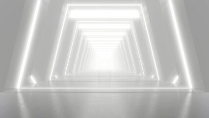 Aufkleber - Abstract white futuristic geometric tunnel, architecture design concept, 3d rendering.