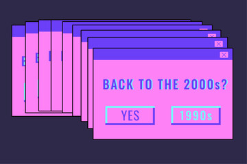 Fototapete - Vector illustration of retro pc element. Old computer aestethic elements. Nostalgia for 1990s -2000s. Isolated background.