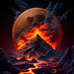 Wall Mural - image of a hot planet. generative ai.