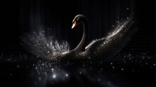 Black Swan Symbol On Digital Background In A Finance Market Concept