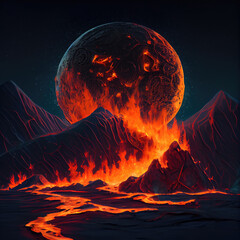 Wall Mural - image of a hot planet. generative ai.