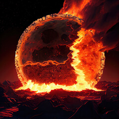 Wall Mural - image of a hot planet. generative ai.