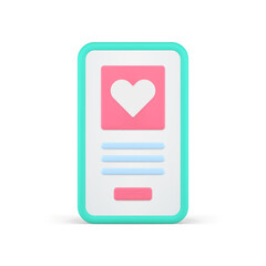 Poster - Dating smartphone application personal profile user interface screen 3d icon realistic vector