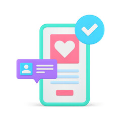 Poster - Date application user authorization success login profile verification 3d icon realistic vector