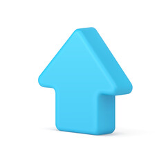 Poster - Up arrow upload upward blue isometric navigational pointer 3d icon realistic vector illustration