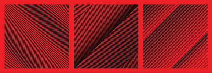 Wall Mural - set of wave and straight oblique smooth lines pattern in vector