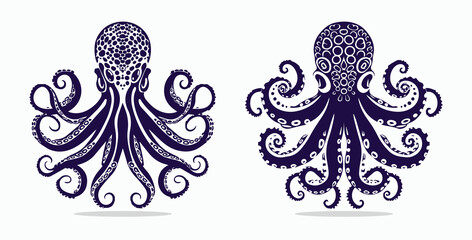 Vector of an octopus design on white background. Aquatic animals. Set of vector illustration.