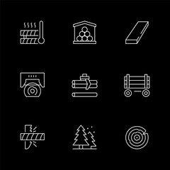 Set line icons of timber industry