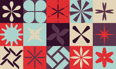 Poster - Abstract geometry modernism aesthetics, brutalism pattern inspired graphics with bizarre shapes and basic figures, geometric graphics vector composition