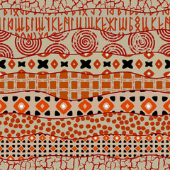 Poster - Vector brown ethnic tribal pattern. Seamless art image.