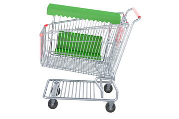Poster - Garden wheelbarrow inside shopping cart, 3D rendering