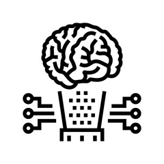 Sticker - human brain simulation future technology line icon vector. human brain simulation future technology sign. isolated contour symbol black illustration