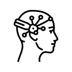 Wall Mural - brain interface device future technology line icon vector. brain interface device future technology sign. isolated contour symbol black illustration
