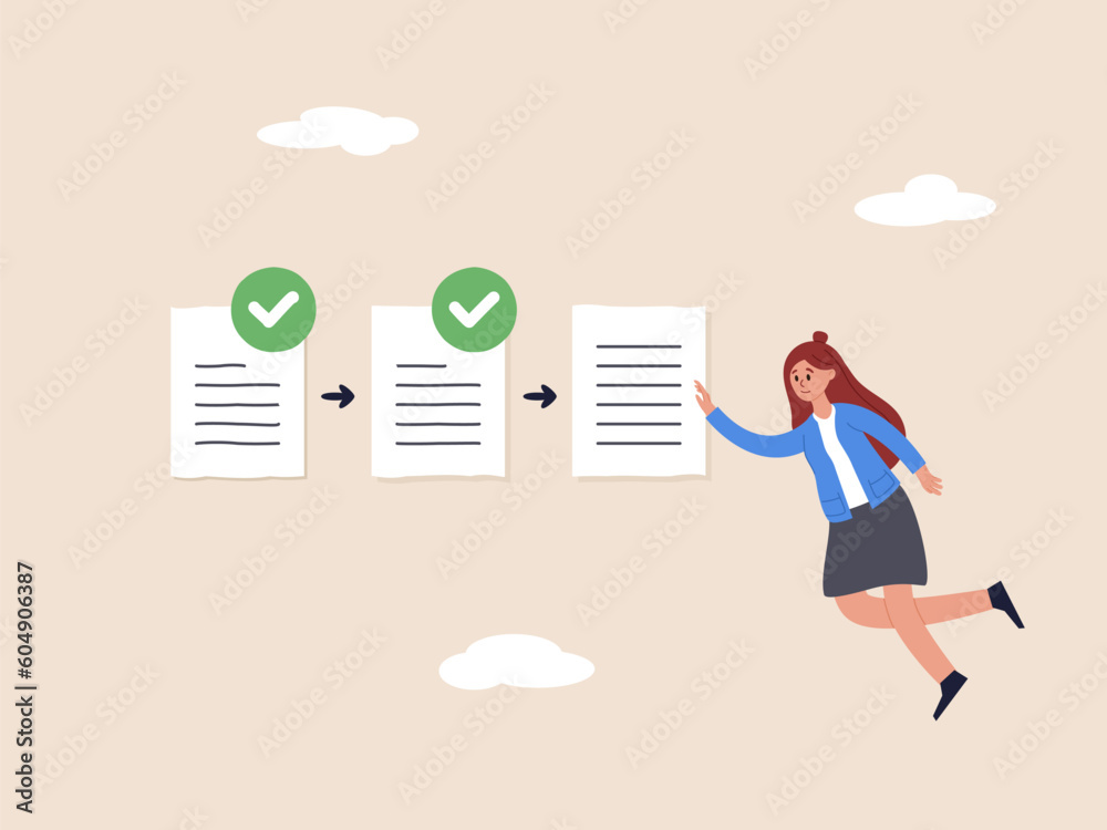 Approval document concept. Project tracking or goal tracker ...