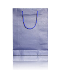 Wall Mural - blue shopping bag isolated with reflect floor for mockup