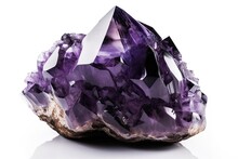 Shiny Precious Purple Stone Isolated On White Background. Generative Ai.