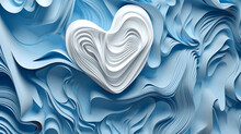 Abstract White Heart On Blue Background