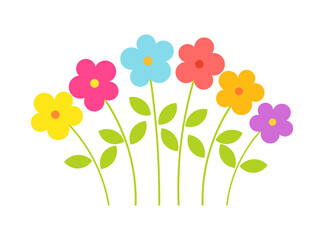 Wall Mural - colorful flowers plants on white background.