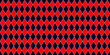 Harlequin seamless pattern in red, and dark blue with white dashed stroke. Argyle classic design. Diamond or lozenge simple background. Joker geometric vector wallpaper. Rhombus carnival ornament